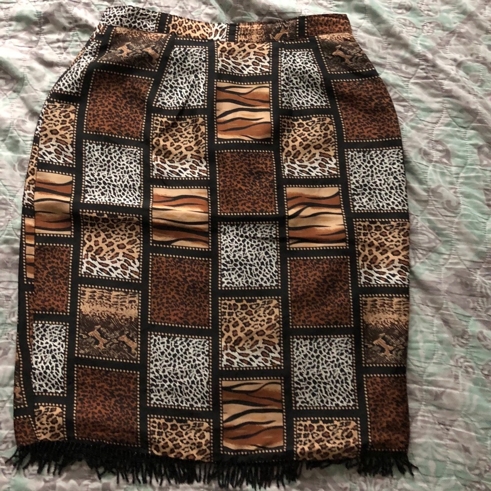 SilkLand Vintage Animal patterned pencil skirt